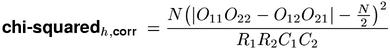 chi-squared (homogeneity, with Yates' correction)