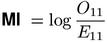 MI (pointwise mutual information)