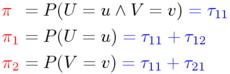 Probability parameters of (u,v)